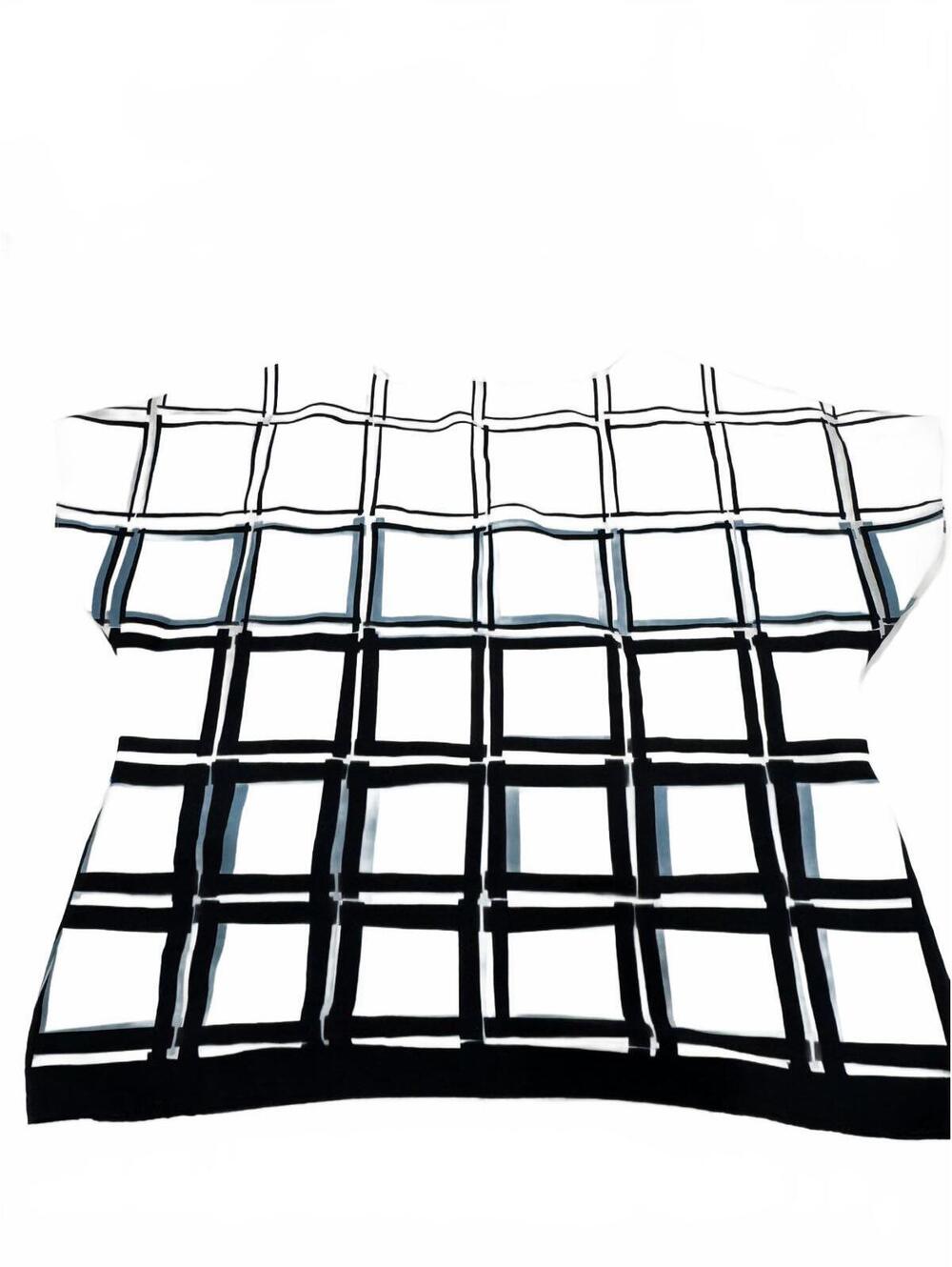 Alex Marie Windowpane Grid Plaid Business Casual Blouse Top Size XL White Blue - Picture 3 of 7